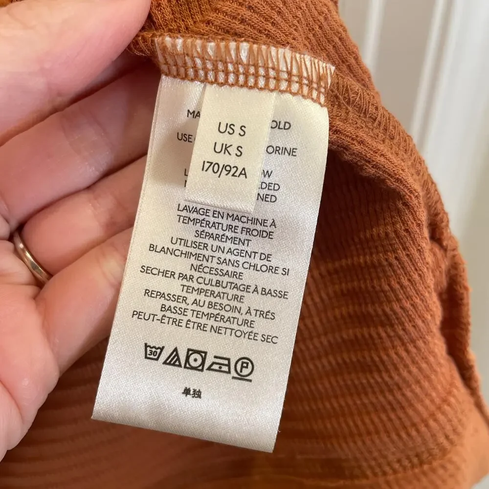 Free People Winnie Top Mock Neck Cutout Back Tan Oversized Balloon Sleeve‎ S